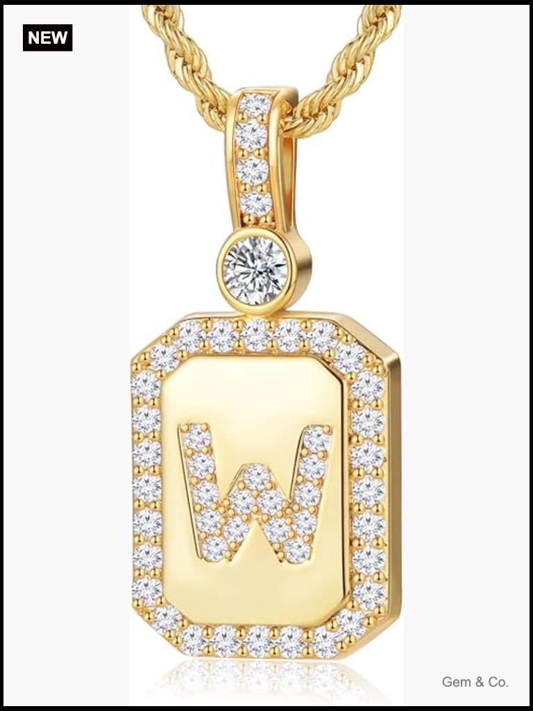 Gold Pendant Necklace With Cubic Zirconia, Chain 18+2 Inches